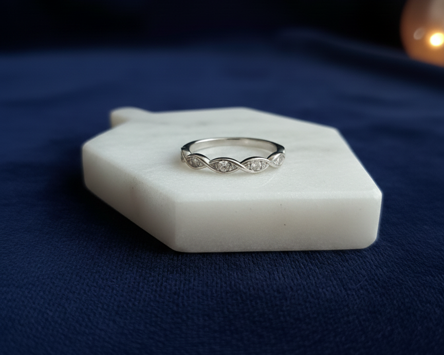 Crystal Wave Band — Silver/Gold Infinity Ring