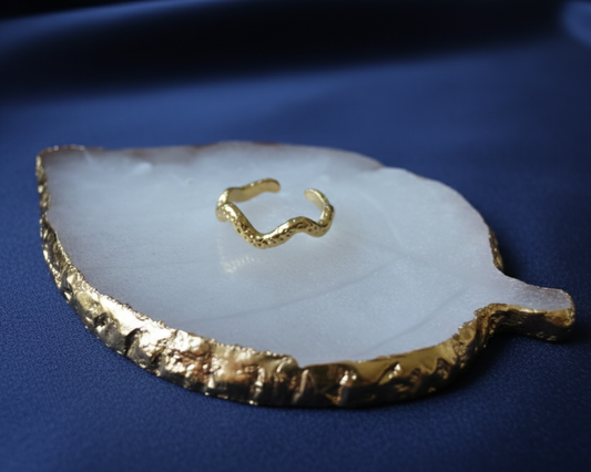 Wavy Hammered Ring — Adjustable Textured Gold/Silver Band