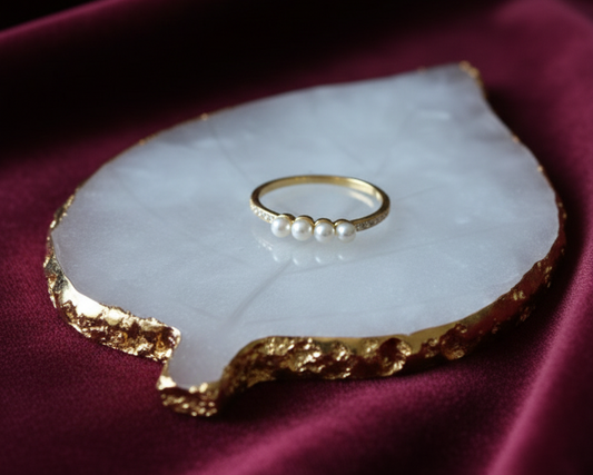 Pearl Mini Line Ring — Gold Dainty Band