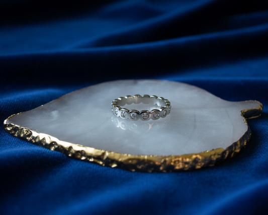 Crystal Eternity Band — Silver Round Cut Ring