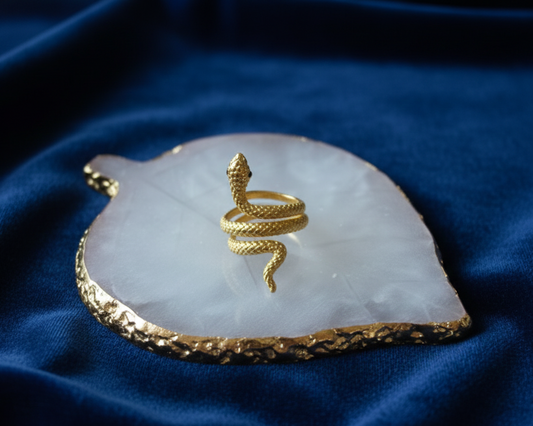 Serpent Luxe Adjustable Ring — Gold Textured Snake