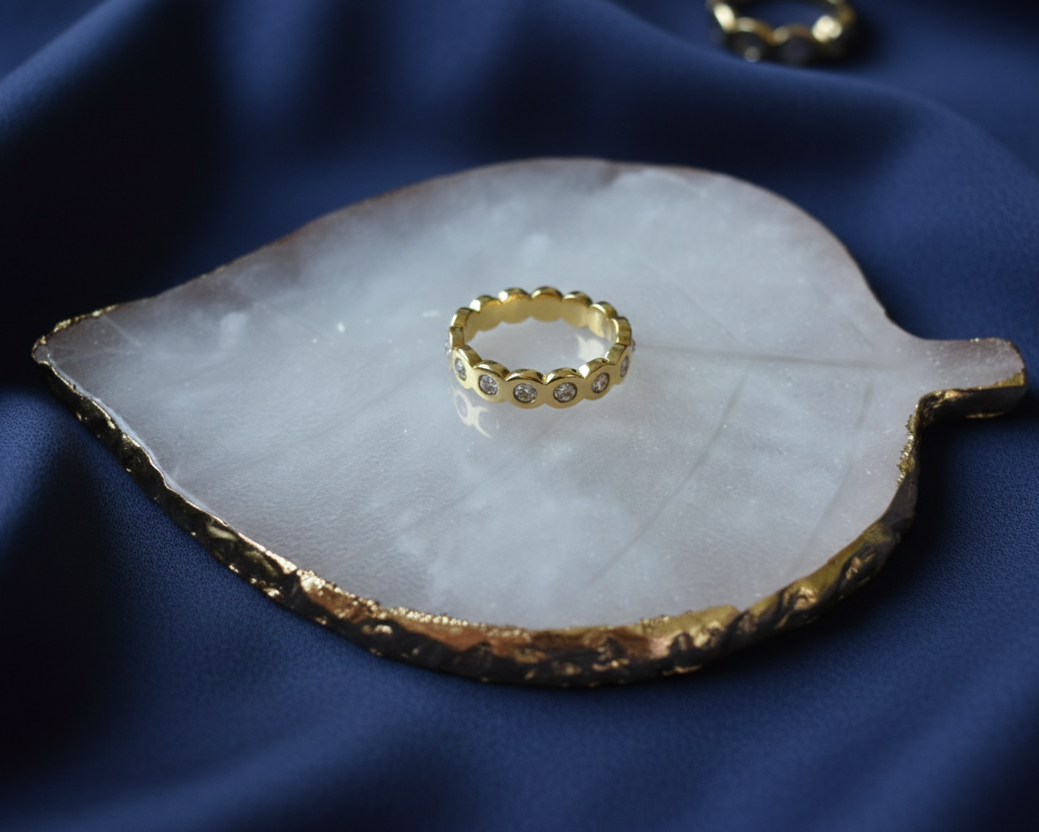 Crystal Eternity Band — Silver Round Cut Ring