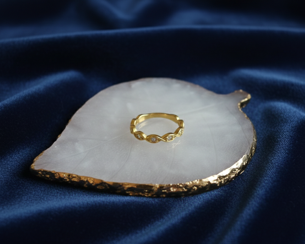 Crystal Wave Band — Silver/Gold Infinity Ring