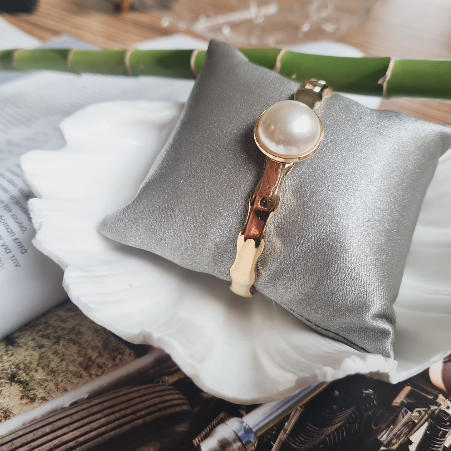 Classic Pearl Cuff Bracelet — Gold / Silver Elegance