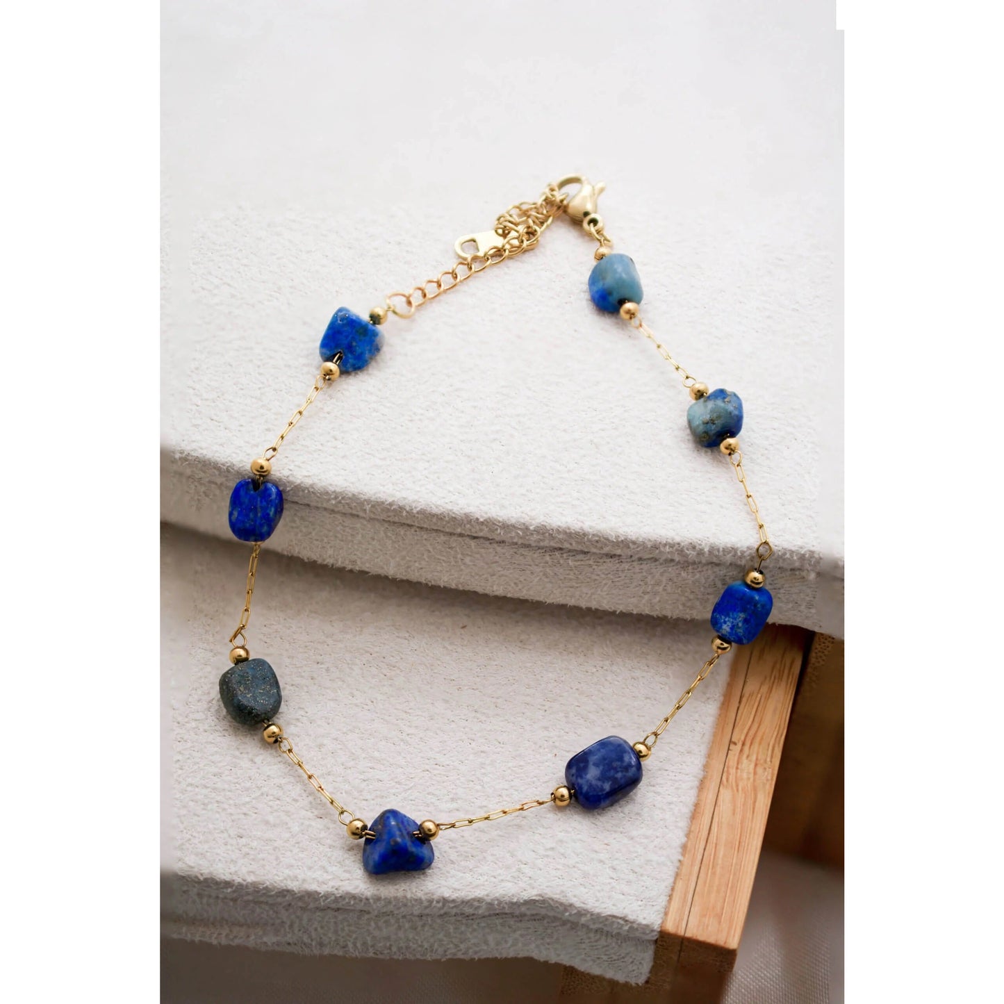 Anklet with Blue Stone-Gold