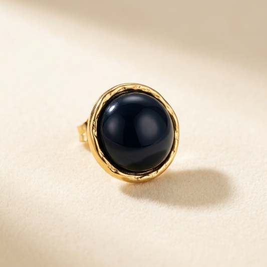 Dark cabochon stud earring product photo