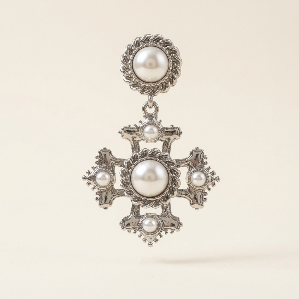 Earring product picture on a warm ivory background