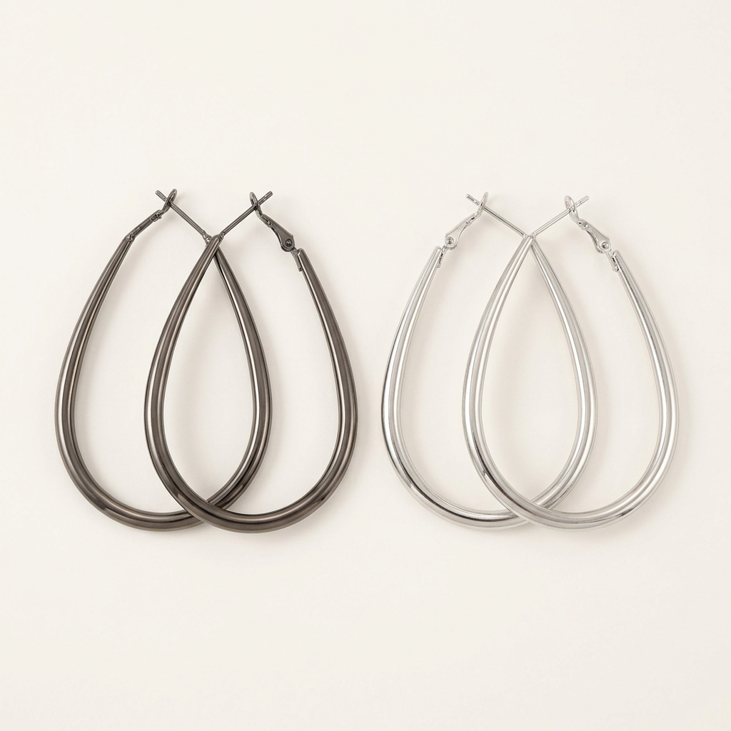 Elongated Teardrop Hoop Earrings