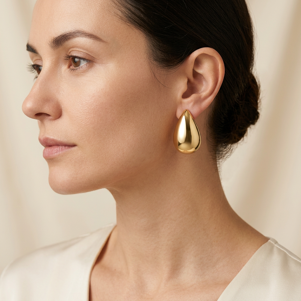 Gold Teardrop Statement Earrings