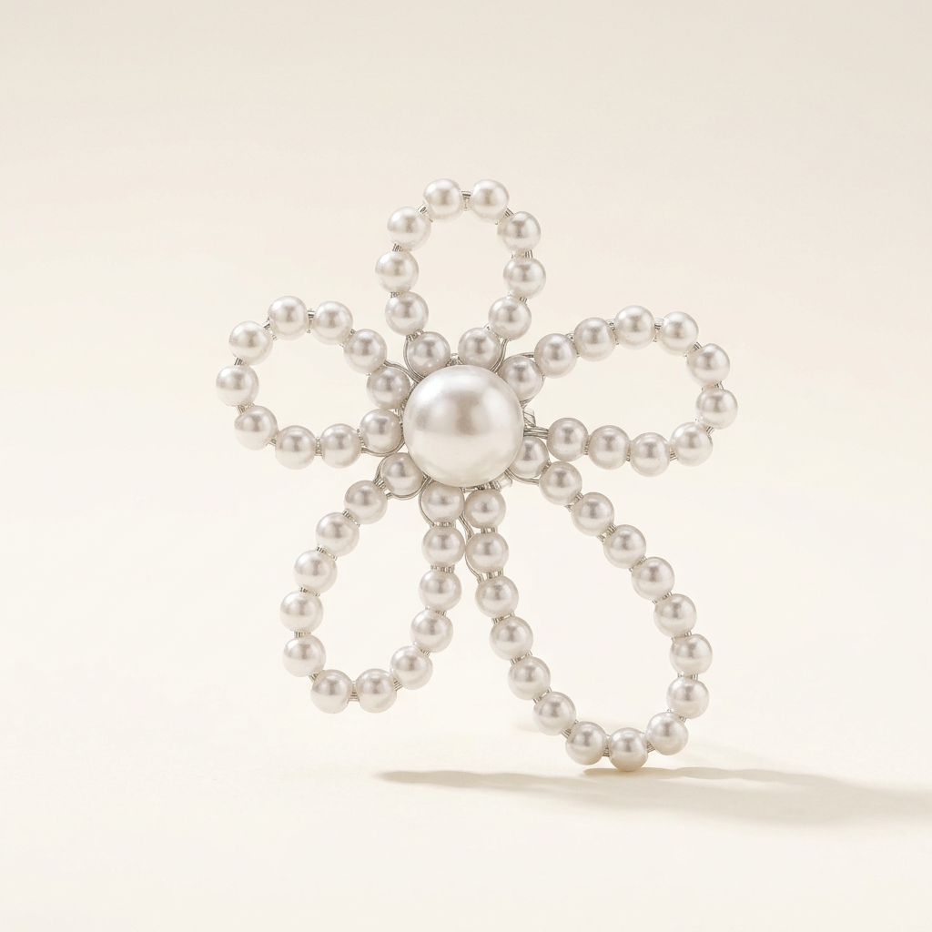 Pearl-Look Open Petal Flower Earrings