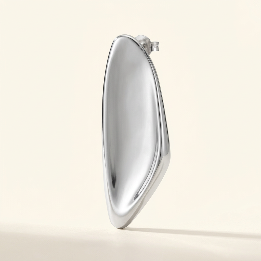 Silver-Tone Sculptural Leaf Earrings